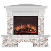 Каминокомплект Glenrich Бостон Арбат угловой (беленый дуб)+Arte 23