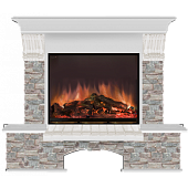 Каминокомплект Glenrich Бостон Грот цветной (беленый дуб)+Arte 23