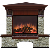 Каминокомплект Glenrich Бостон Грот однотонный угловой (красное дерево)+Arte 23